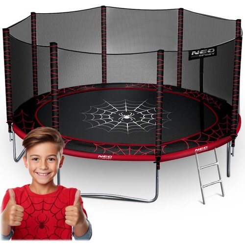 Neo-Sport vrtni trampolin 374 cm (12 ft) s vanjskom mrežom i ljestvama, crvena paukova mreža Cijene