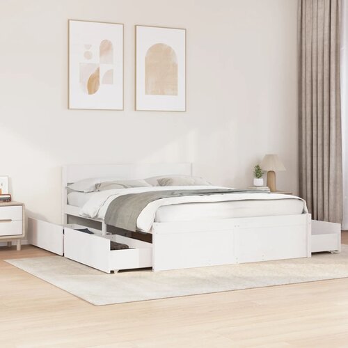 Furnova Posteljni okvir brez vzmetnice bel 150x200 cm trdna borovina, (21940798) Slike