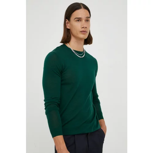 Bruuns Bazaar Volnen pulover moški, zelena barva