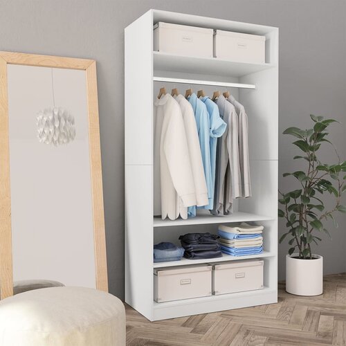 Furnova Garderobna omara bela 100x50x200 cm iverna plošča, (21930424) Cene