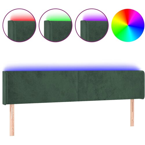 vidaXL LED uzglavlje tamnozeleno 163x16x78/88 cm baršunasto Cijene