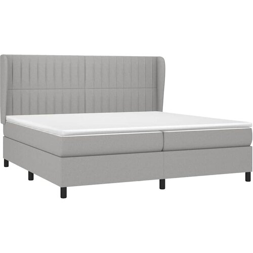  Krevet s oprugama i madracem svjetlosivi 200 x 200cm od tkanine Slike