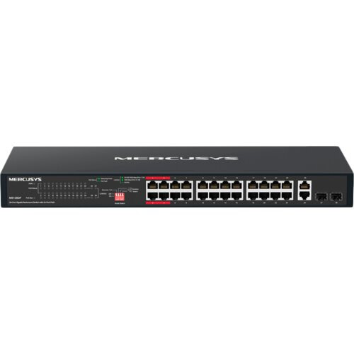 Mercusys MS128GP 28-Port Gigabit Rackmount Switch with 24-Port PoE+, 24x Gigabit PoE+ Ports, 2x Gigabit Non-PoE Ports, and 2x Gigabit SFP Slots, 295 W PoE Power, Rackmountable Steel Case, Ext Cijene