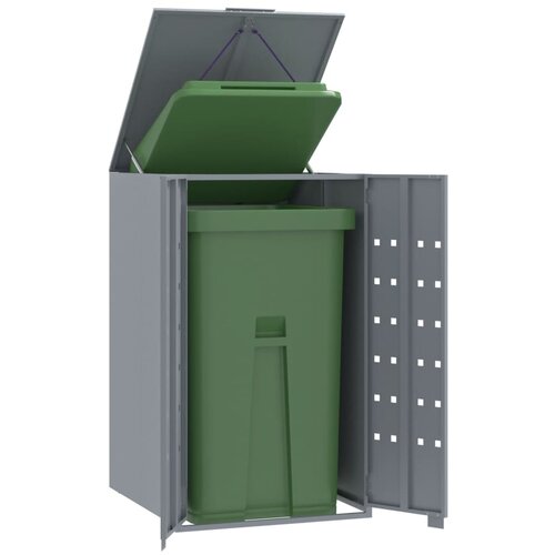 vidaXL Spremište za jednu kantu za otpad siva 69 x 79 x 117 cm čelično Cijene