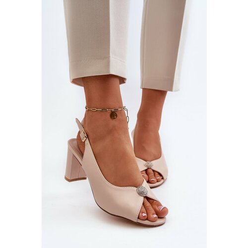 Kesi Elegant high-heeled sandals with embellishments, beige Trasea Slike