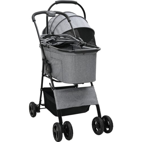 VidaXL Sklopiva kolica za kućne ljubimce Podesiva Siva 81 x 47 x 99 cm Slike