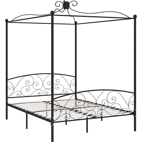  Okvir za krevet s nadstre&amp;scaron;nicom crni metalni 180 x 200 cm Slike