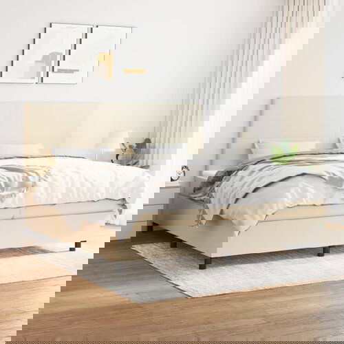 The Living Store Box spring postelja z vzmetnico krem 200x200 cm blago - Box Spring Postelja, (21514291) Cene