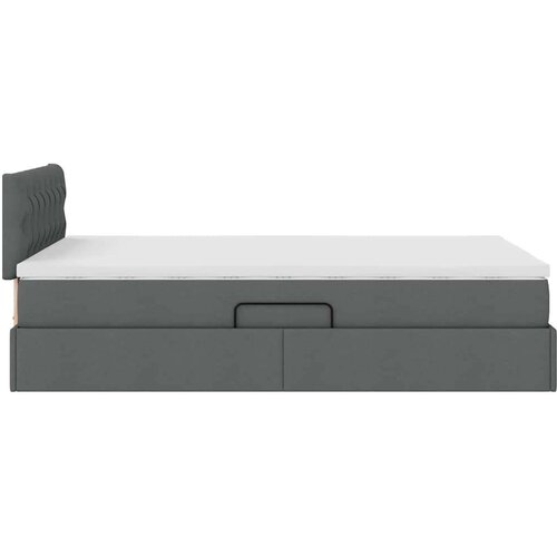  Krevet S LED lampica s pohranom Tamno siva 120 x 200 cm tkanina Slike