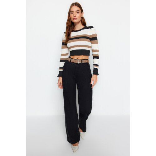 Trendyol Anthracite Crop Color Block Knitwear Sweater Slike