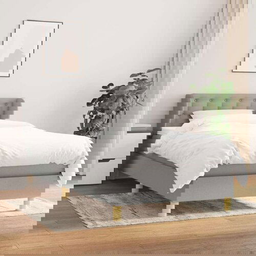  Box spring postelja z vzmetnico svetlo siva 90x200 cm blago, (20725401) Cene