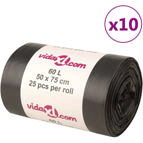 VidaXL Vreće za smeće 250 kom crne 60 L Slike
