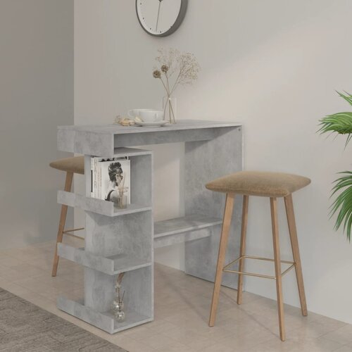 The Living Store barska miza s policami betonsko siva 100x50x101,5 cm iverna pl. - barska miza, (21836701) Cene