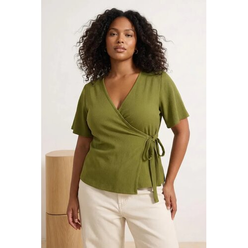 Trendyol Ženska bluza Tbbss23Ah00126, Zelena Slike