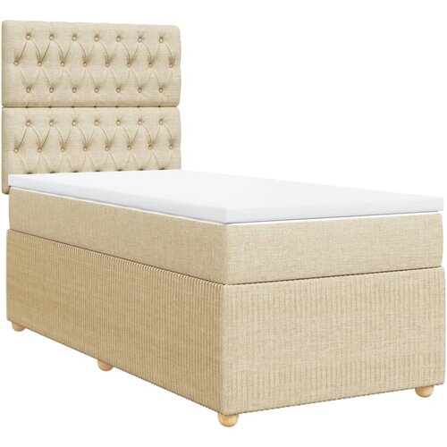 vidaXL Box spring postelja z vzmetnico krem 90x200 cm blago, (21308051) Cene