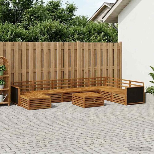  Set vanjskih sofa 9 kom. Prirodna Čvrsto drvo akacije Slike