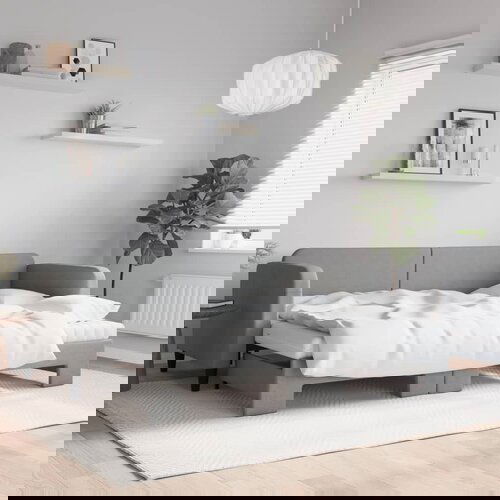 VidaXL Izvlečna dnevna postelja z vzmetnico sv. siva 80x200 cm blago Slike