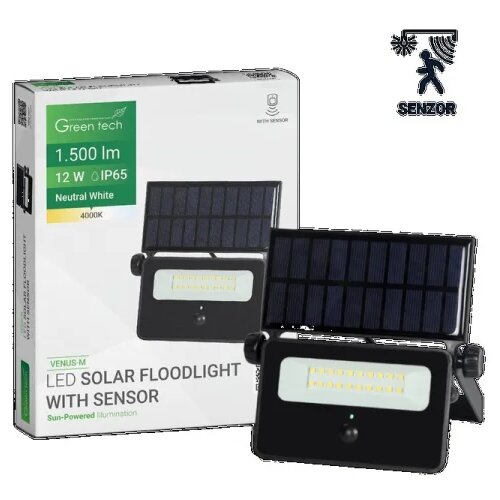  LED solarni reflektor Green Tech 12W, 4000K, IP65, 1500 lm Cene