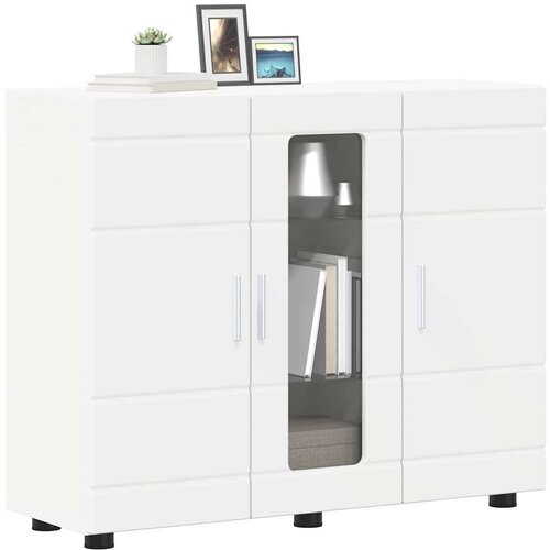 VidaXL Strani &amp;scaron;al s polico Bela 55.5 x 29 x 100 cm Konstruiran les Slike