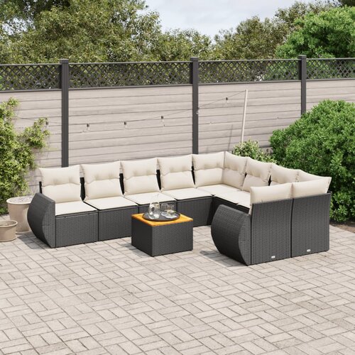vidaXL 10-dijelni set vrtnih sofa s jastucima crni od poliratana Cijene