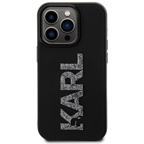  Maska Karl Lagerfeld 3D Rubber Glitter Logo za iPhone 15 Pro Max crna Slike
