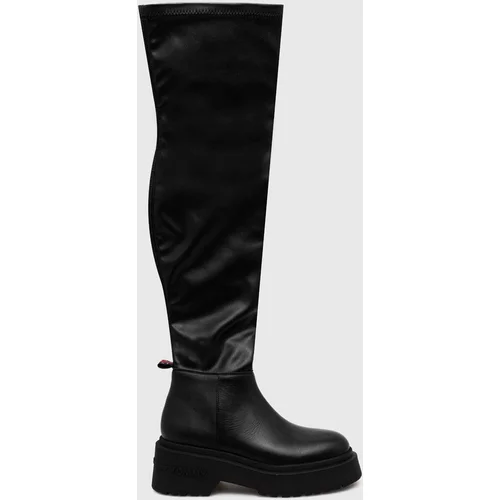Tommy Jeans Elegantni škornji TJW OVER THE KNEE BOOTS ženski, črna barva, EN0EN02254