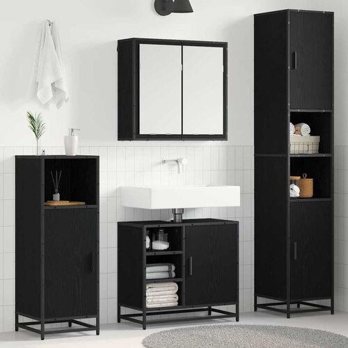 vidaXL set namještaja za kupaonicu 4 pcs crni hrast 65 x 33 x 60 cm Cene