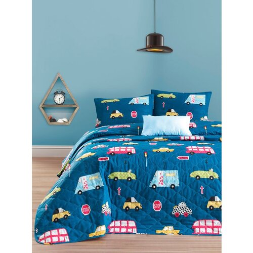  paula - blue vpoly blue king quilted bedspread set (fr) Cene