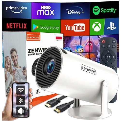 Zenwire PRENOSNI MINI PROJEKTOR ANDROID 13 WiFi ROTACIJSKI PROJEKTOR FULL HD 4K Bluetooth Autokeystone 4D R1 360, (5000193572) Cene