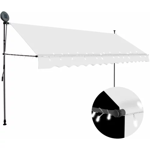 vidaXL Ročno zložljiva tenda z LED lučmi 400 cm krem