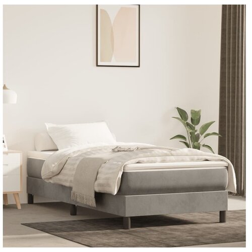 vidaXL Vzmetnica z žepkasto vzmetjo svetlo siva 90x220x20 cm žamet Cene