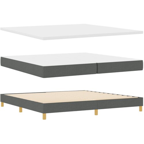 vidaXL Krevet s oprugama s madracem Tamno siva 200x200 cm Tkanina, Uzglavlje Linijskog dizajna Tamno sivo 200 cm Tkanina Cene