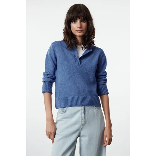 Trendyol Blue Soft Textured Basic Knitwear Sweater