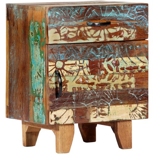The Living Store Nočna omarica ročno izrezljana 40x30x50 cm trden predelan les - Nočna Omarica, (21433692) Cene