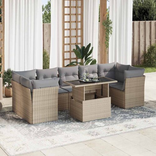 vidaXL 8-dijelni set vrtnih sofa od poliratana s jastucima bež Cijene