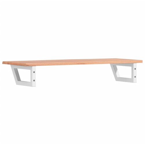  Zidna polica za umivaonik od čelika i masivne hrastovine Smeđa 100 x 40 x 2 cm Slike