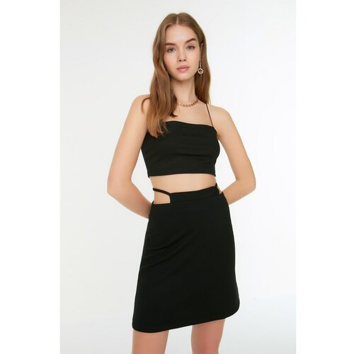 Trendyol Black Waistline Knitted Skirt Slike