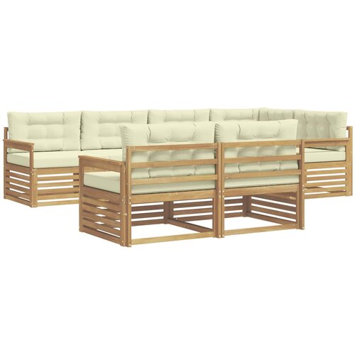vidaXL Zunanja garnitura za sedenje 7 pcs Bela in krem Poliester, (5000281233) Cene
