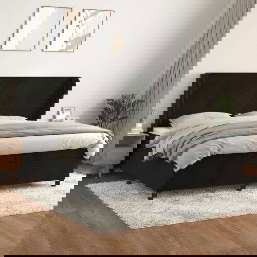  S oprugama i madracem crni 200x200 cm baršunasti Cijene