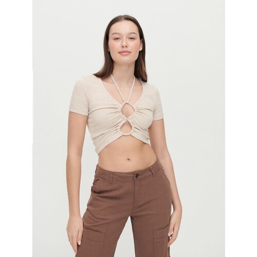 House - Bluza s vezanjem na ovratniku - Bež Slike