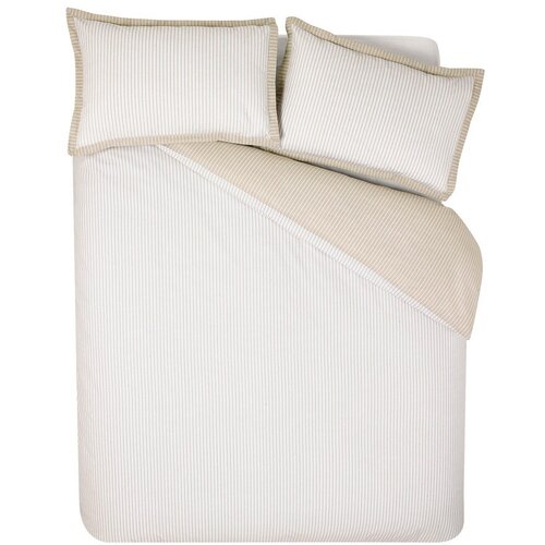 Catherine Lansfield Bela/bež podaljšana posteljnina za zakonsko posteljo 230x220 cm Oxford Pinstripe – Cene