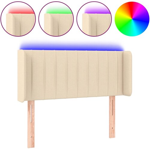 Maison Chic led posteljno vzglavje - vzglavna omarica - nočna omarica krem 93x16x78/88 cm blago, (21706258) Slike