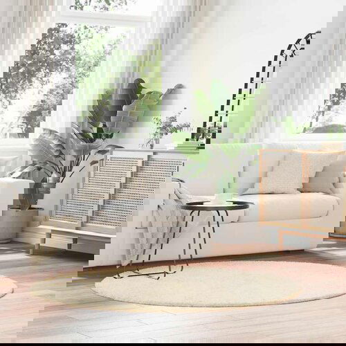 VidaXL Čupavi tepih s visokim vlaknima krem 160x160 cm poliester Slike