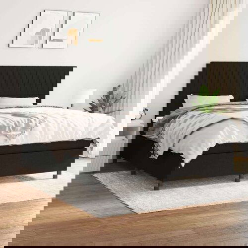  S oprugama i madracem crni 160x200 cm od tkanine Slike