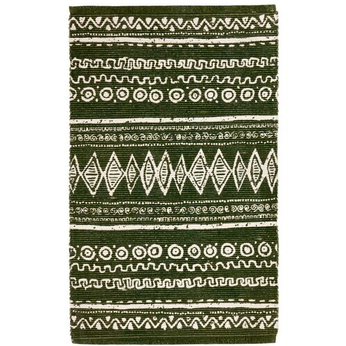 Webtappeti Zeleno-bijeli pamučni tepih Ethnic, 55 x 180 cm Slike