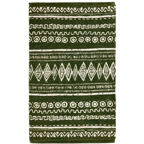 Webtappeti Zeleno-bijeli pamučni tepih Ethnic, 55 x 180 cm