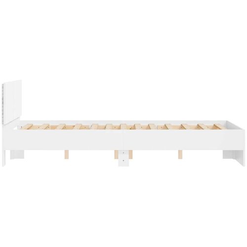  posteljni okvir z vzglavjem, inženirski les, bela, 120&amp;times;190 cm Slike