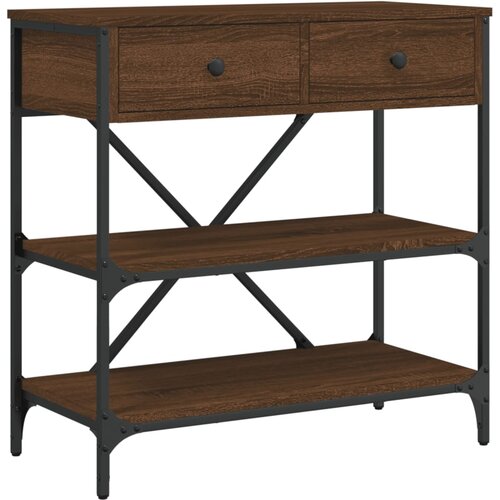Maison Chic konzolna miza - miza ob steni rjav hrast 75x34,5x75 cm inženirski les, (21785961) Cene