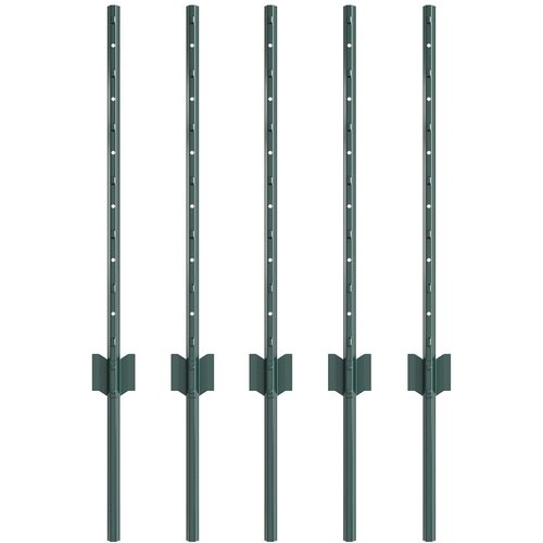 vidaXL Ograjni stebri 5 pcs Zelena 60 cm Jeklo Cene