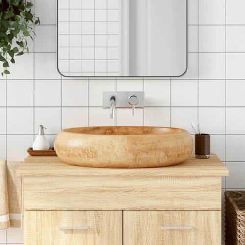 vidaXL nadpultni umivalnik rjav ovalen 59x40x15 cm keramika Cene